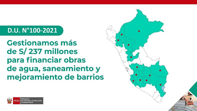 Gobierno asegurÃ³ financiamiento de S/ 237 millones para 54 obras de agua y mejoramiento
