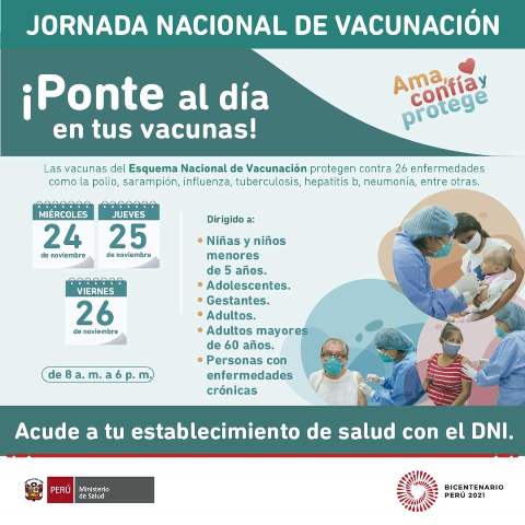 Minsa continúa Jornada Nacional de Vacunación del Esquema Regular en niños y adolescentes