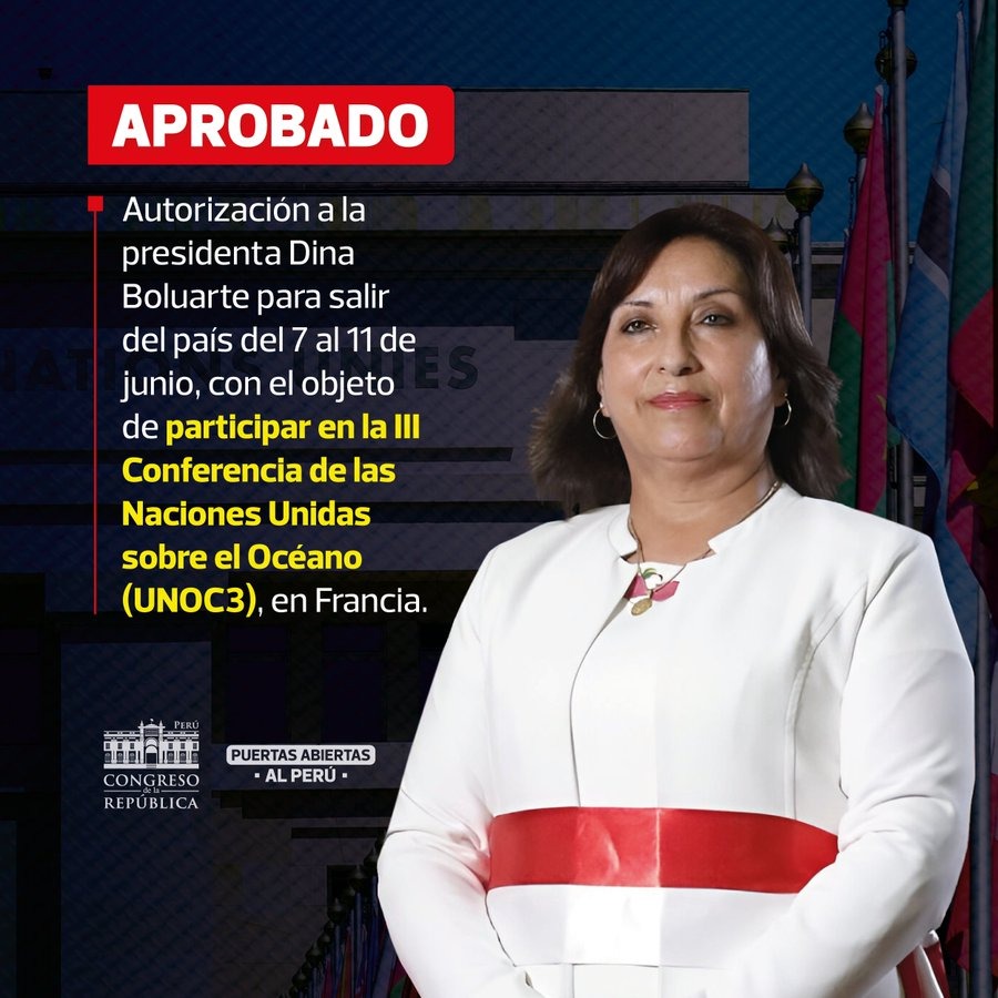 Congreso: pleno autoriza viaje de la presidenta Dina Boluarte a Francia