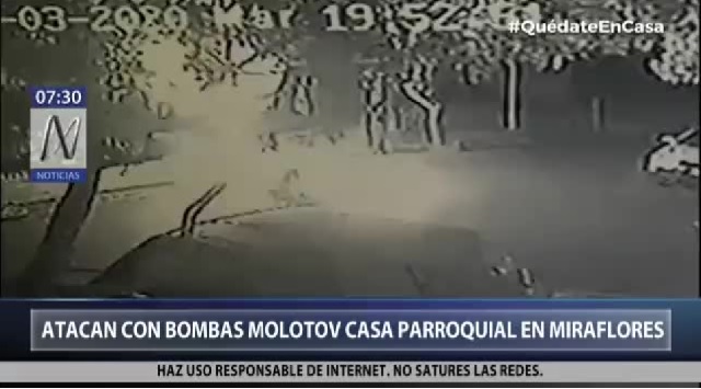 Casa parroquial en Miraflores fue atacada con bombas molotov