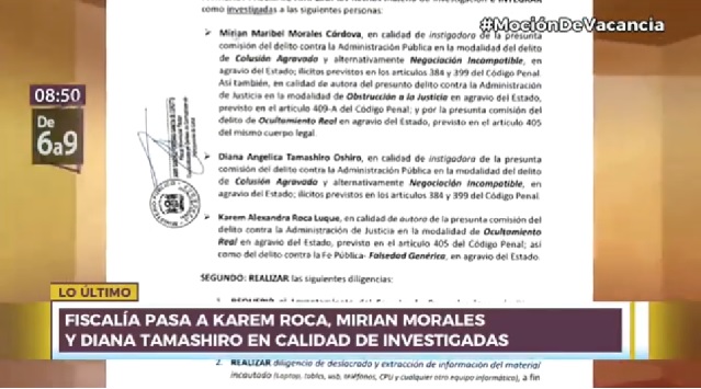 Caso Richard Swing: Fiscalía incluye como investigadas a Karem Roca y a Mirian Morales