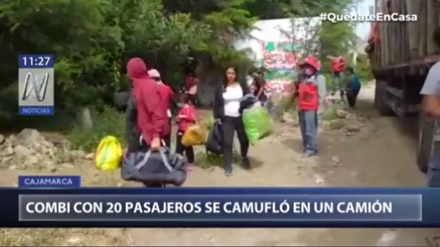 Una combi con 20 pasajeros se camufló en camión para llegar a Cajamarca
