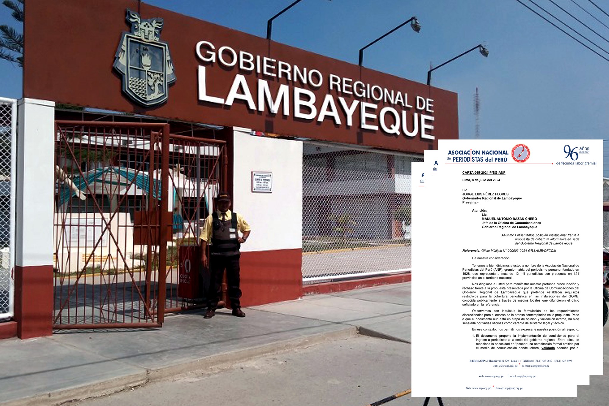 ANP envÃ­a carta a Gobierno Regional de Lambayeque en rechazo a propuesta que atenta contra libertades informativas