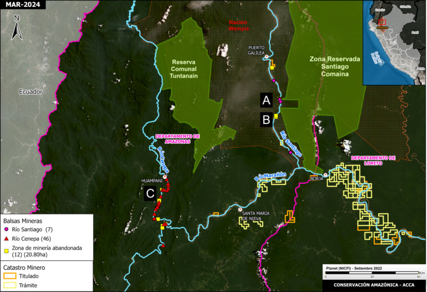 MAAP #209: invasión de minería ilegal en la región Amazonas (norte Perú)