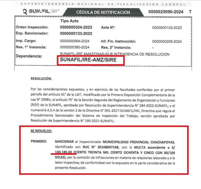 «Fin de Año Negro para Chachapoyas» por lluvia de multas que azotan a la gestión municipal Zuta