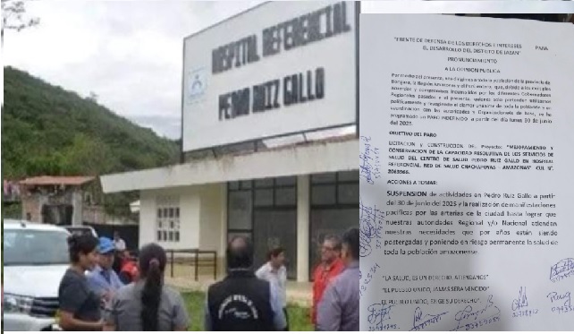 Pedro Ruiz anuncia paro indefinido desde el 30 de junio por incumplimiento del Gobierno Regional de Amazonas