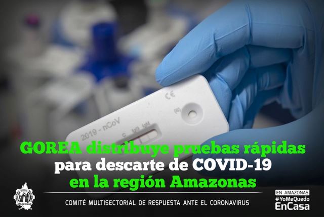 GOREA distribuye pruebas para descarte de Covid-19 en la Región Amazonas