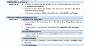 Programación de la Sesión del XIII Consejo de Ministros Descentralizado en el distrito de El Tingo - Amazonas